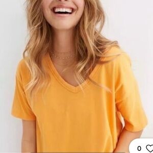 Aerie Distressed Basic V-Neck Boyfriend Tee